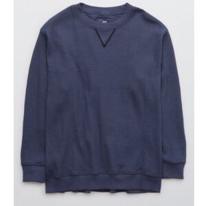 Aerie The Sweat Waffle Crew Neck Blue Women's Sweatshirt